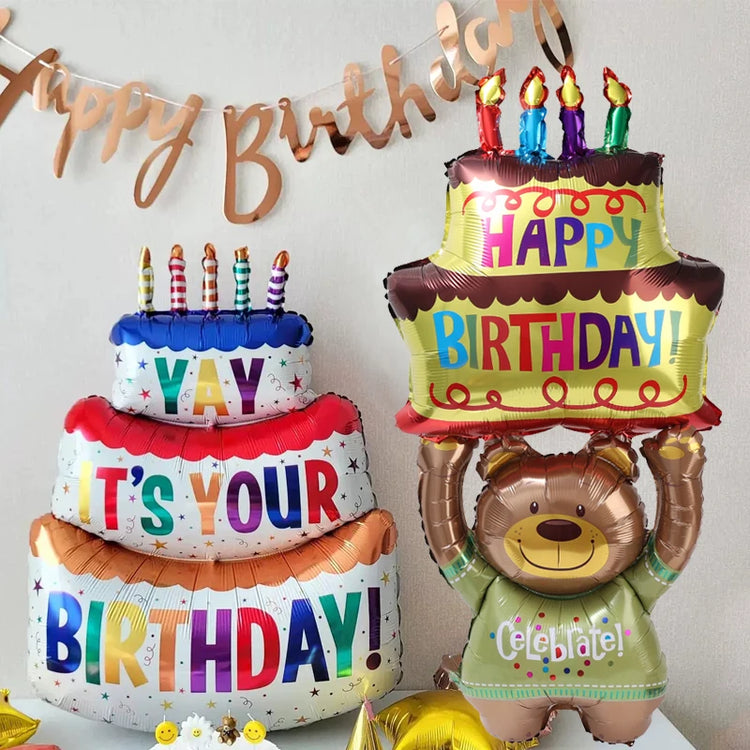 3-Layer Large Cake Balloon Cartoon Bear Cake  for Kids Birthday Party Decoration