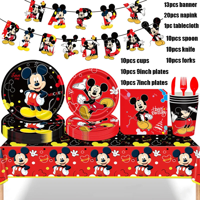 Mickey Mouse Birthday Party Decorations Paper Napkin Plate Cup for Kids