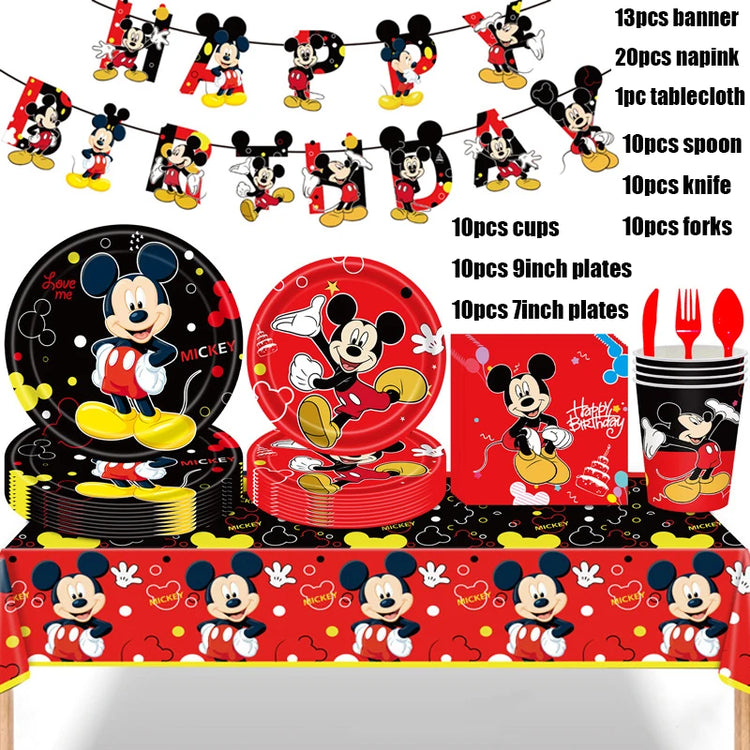 Mickey Mouse Birthday Party Decorations Paper Napkin Plate Cup for Kids