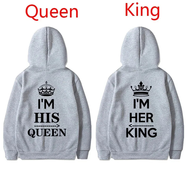 NEW Couples Hoodies I'M HIS QUEEN And I'M HER KING men and women