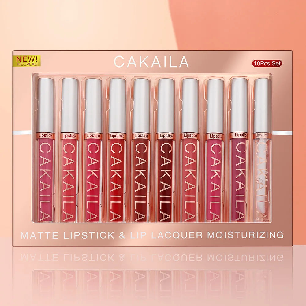 Nude Lip Gloss Matte Velvet Lipstick Waterproof  10pcs/set