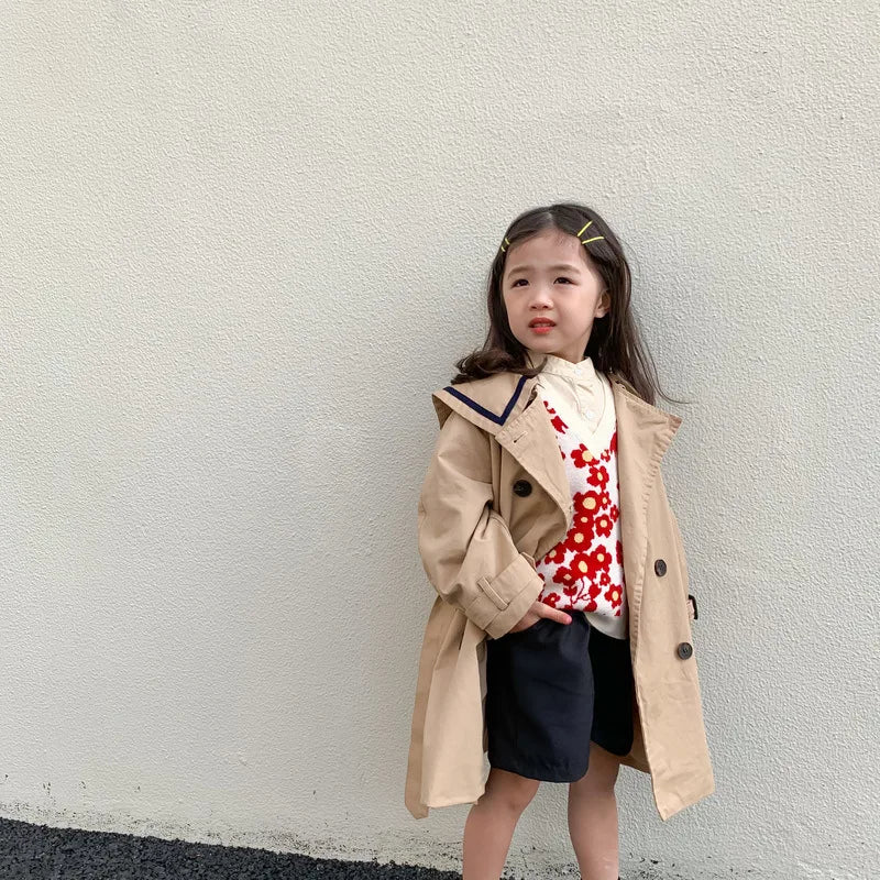 Down Collar Korea Solid Color Coat for Kids oy & girl