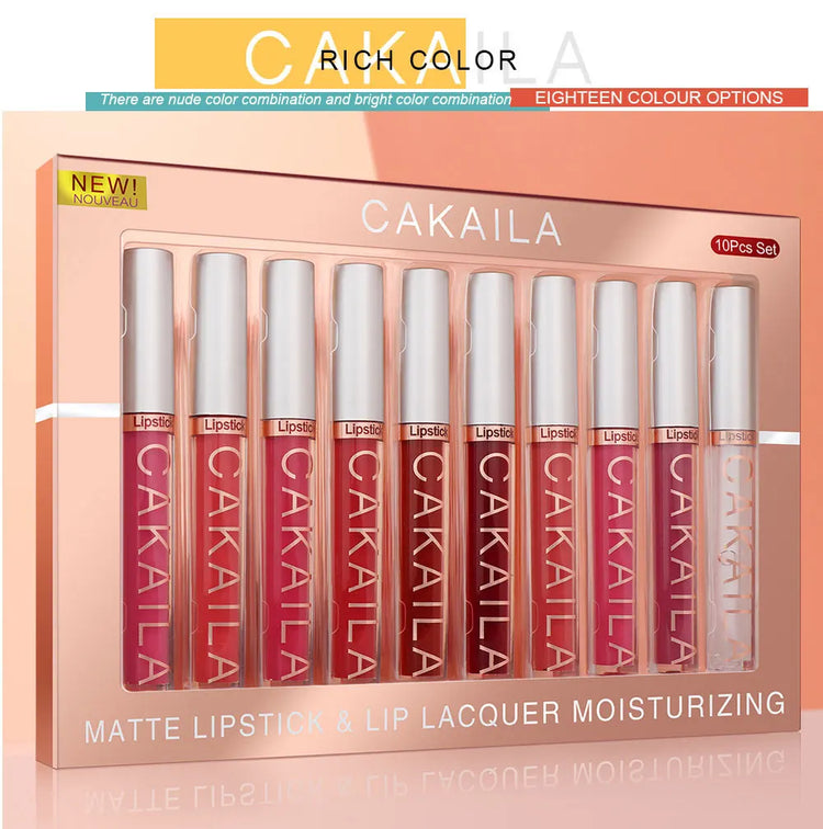 Nude Lip Gloss Matte Velvet Lipstick Waterproof  10pcs/set