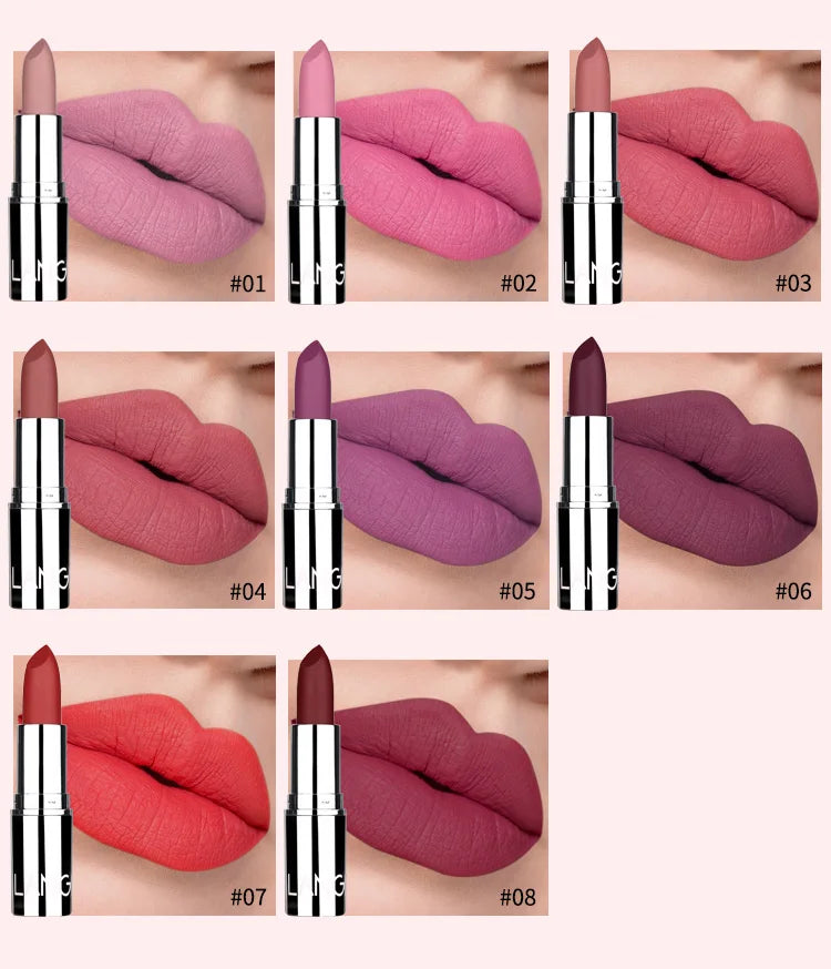 Langmani Silver Tube Matte Lipstick Non Staying Cup Makeup Lipstick  8 colors available