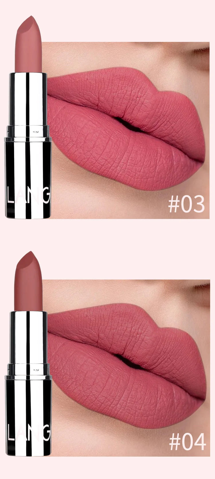 Langmani Silver Tube Matte Lipstick Non Staying Cup Makeup Lipstick  8 colors available