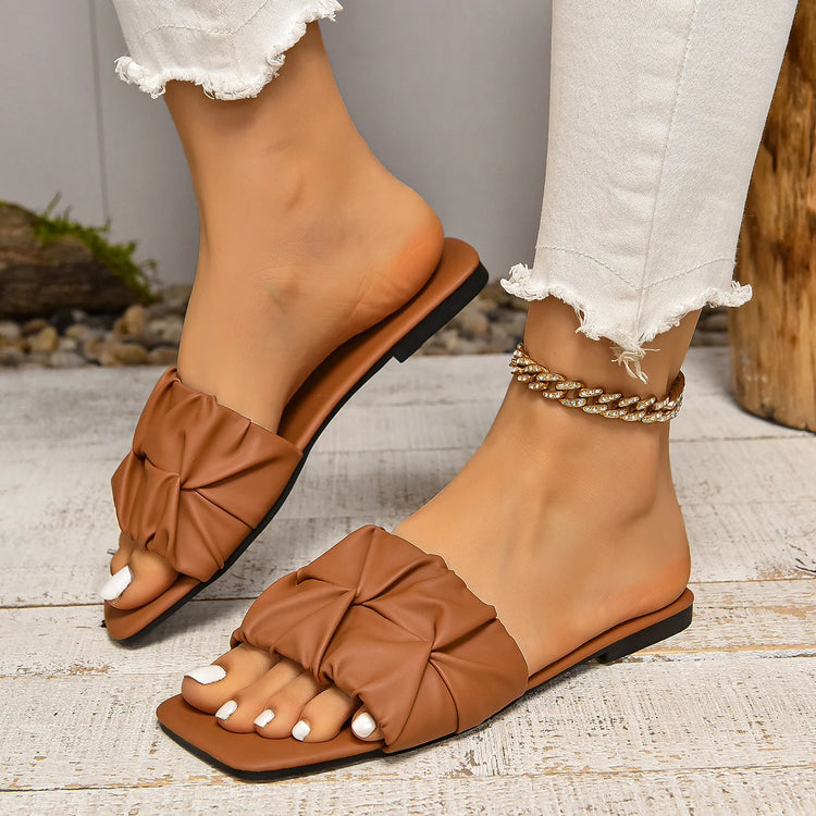 Pleated Summer Slippers for Women