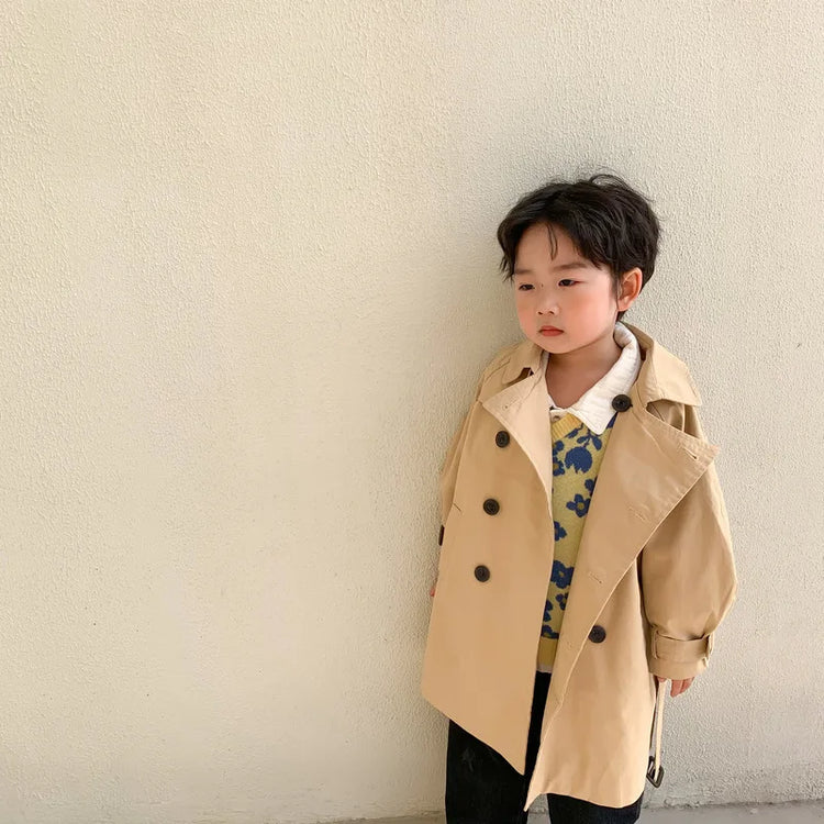 Down Collar Korea Solid Color Coat for Kids oy & girl