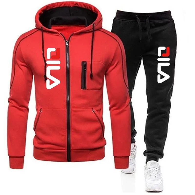 Zipper jacket Hooded Pullover + Sweatpants Men's FILA