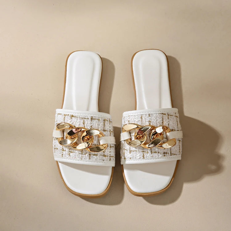 Trend Luxury Designer Chain Summer Slippers For Women