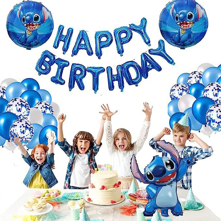 HAPPY BIRTHDAY Banner Balloon 34pcs Blue Pink