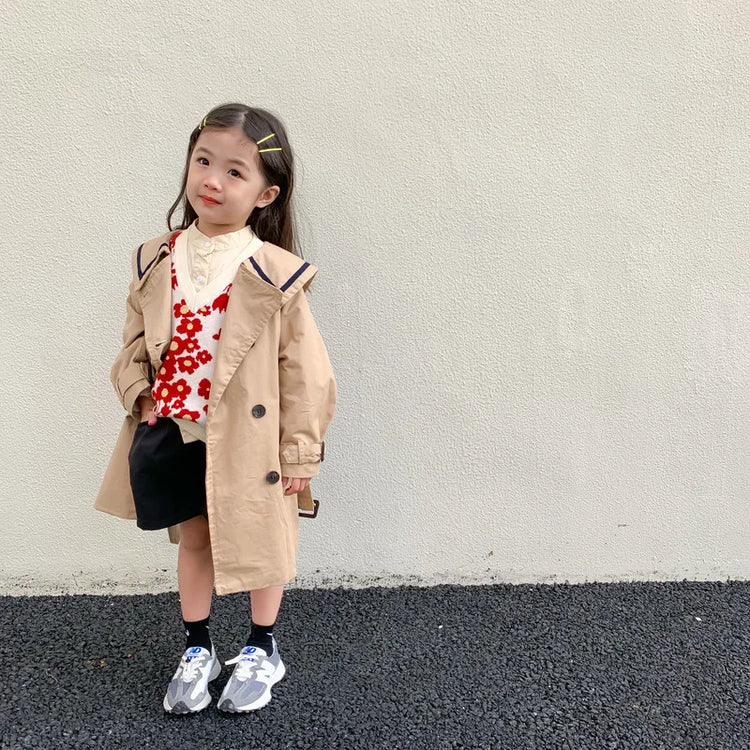 Down Collar Korea Solid Color Coat for Kids oy & girl