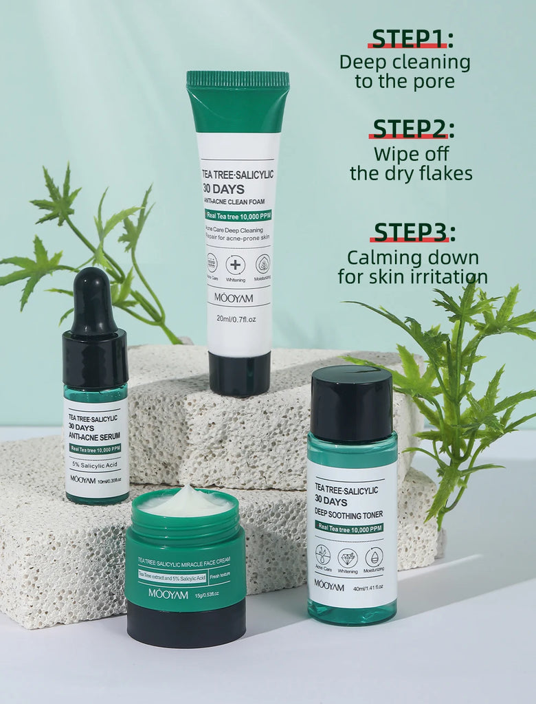 Tea Tree Salicylic Skincare Kit Facial Cleanser Face Care Set