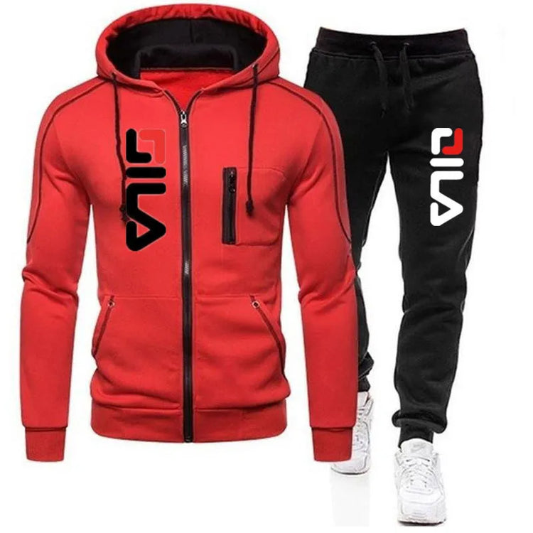 Zipper jacket Hooded Pullover + Sweatpants Men's FILA