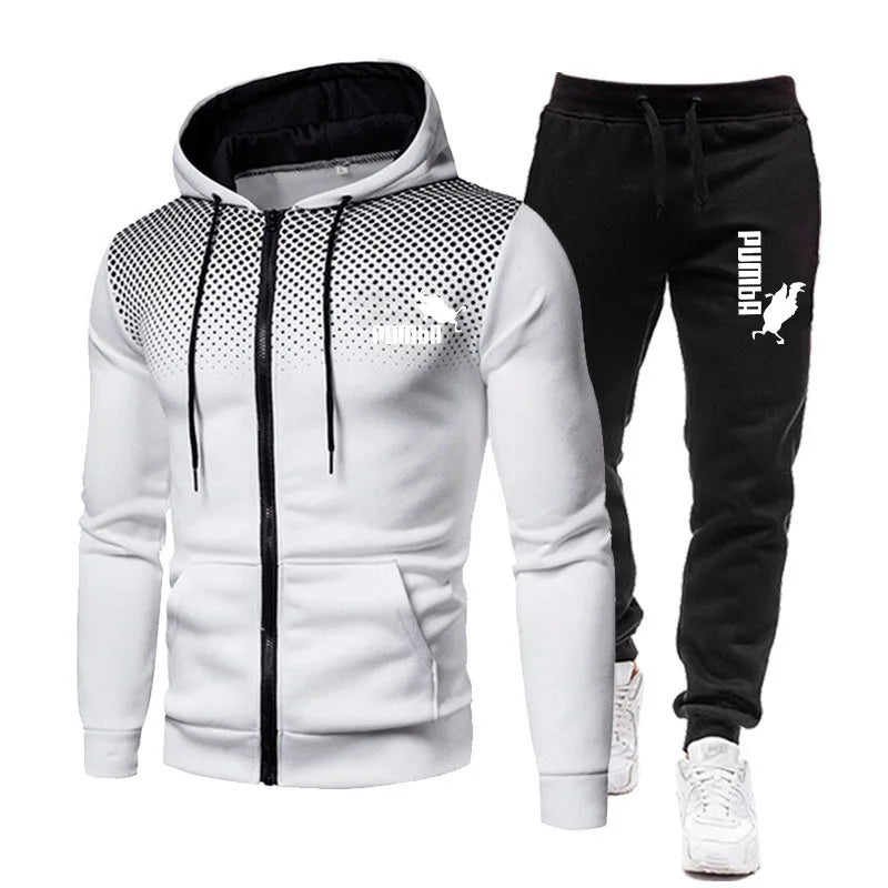 Zipper Hoodie+Pants Two Pieces Casual Tracksuit for Men Puma