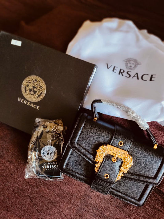 Luxury look Black Leather Versace Style Purse