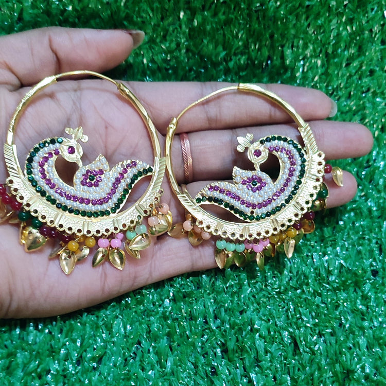 Pepalpatti Bali morni with multicolour pearl work gold polish