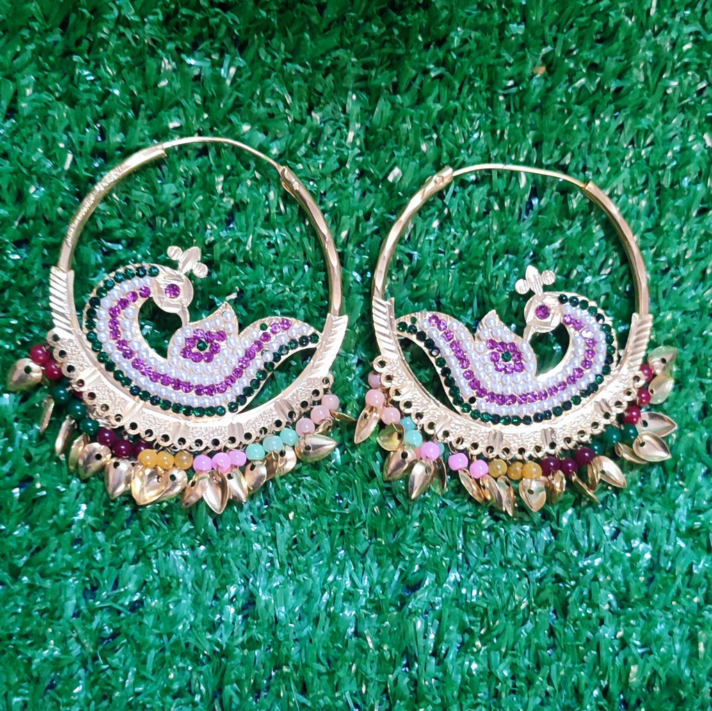 Pepalpatti Bali morni with multicolour pearl work gold polish