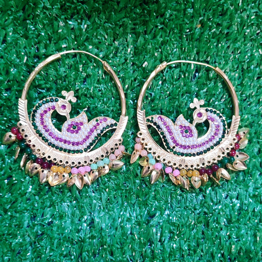 Pepalpatti Bali morni with multicolour pearl work gold polish