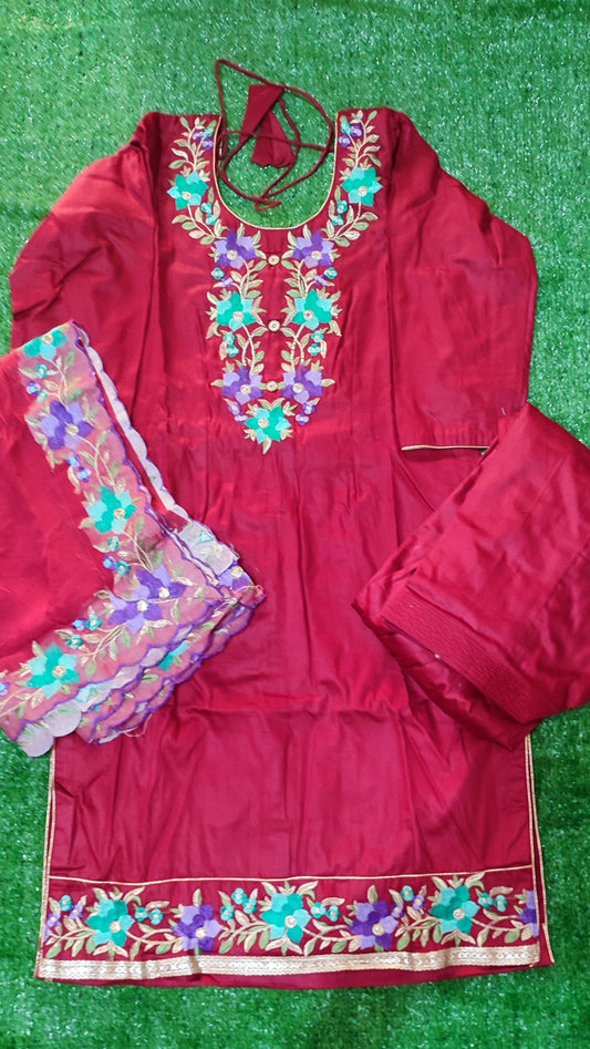 Galace cotton suit dupata chinon chiffon four side work size 40(L)