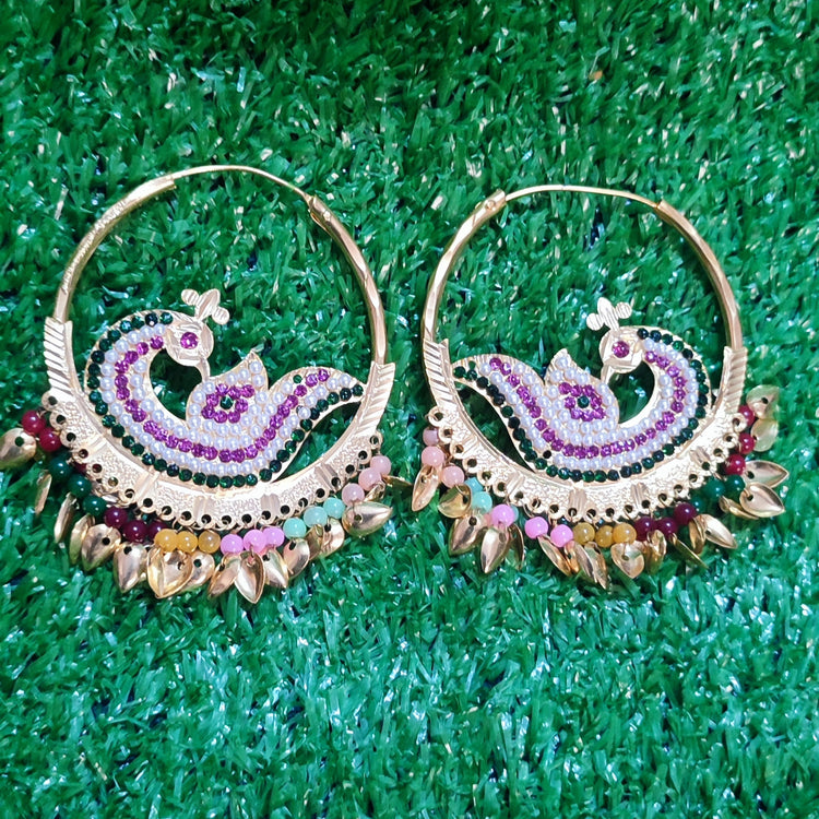 Pepalpatti Bali morni with multicolour pearl work gold polish