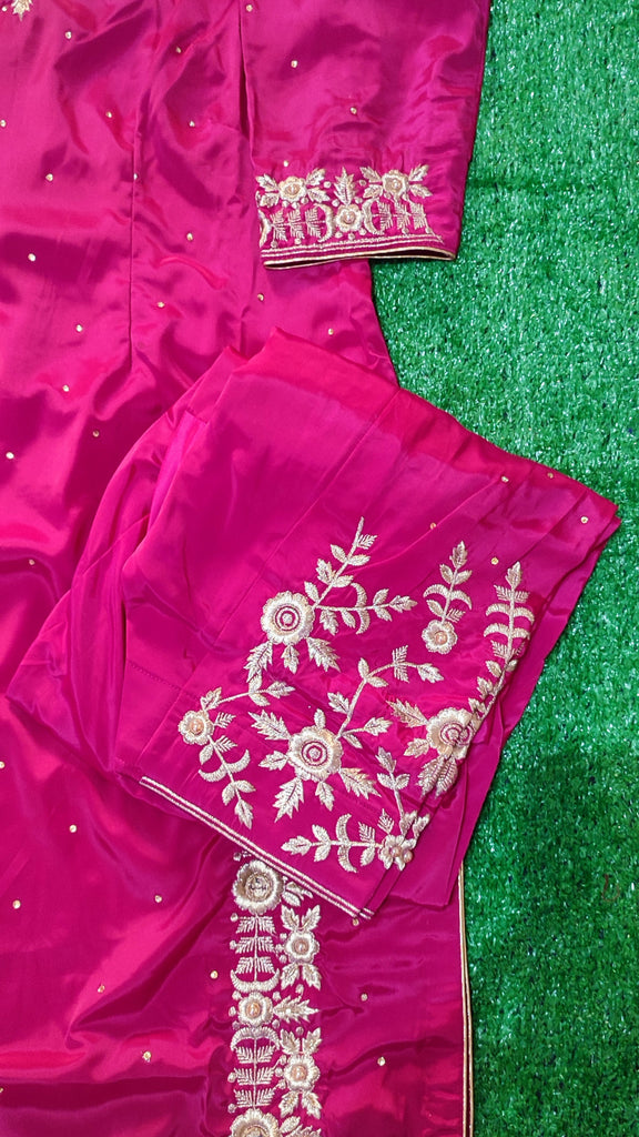 Pure creve chinon dupatta  Rani colour punjabi suit