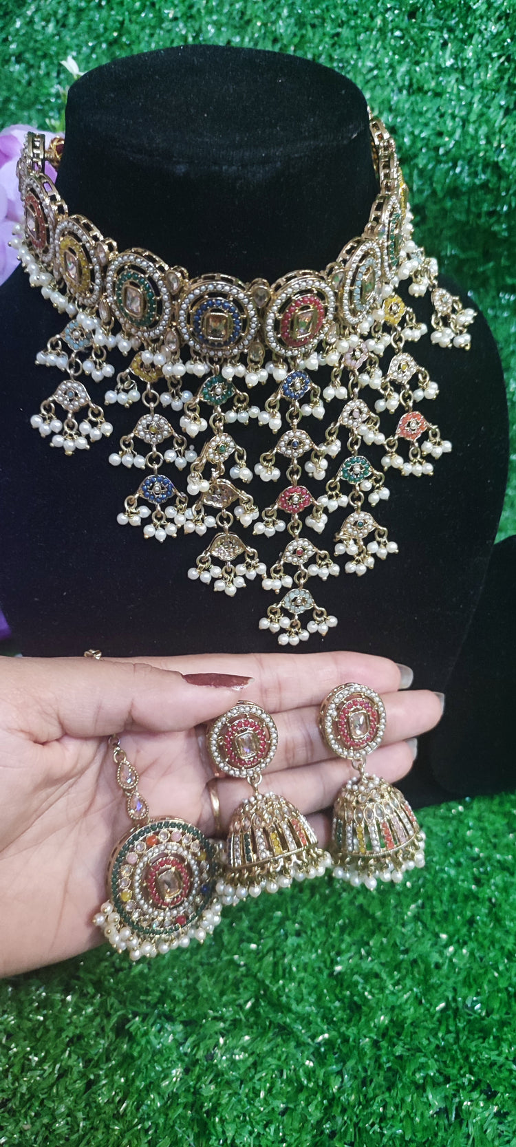 Beautiful Pakistani style necklace chumki with tikka