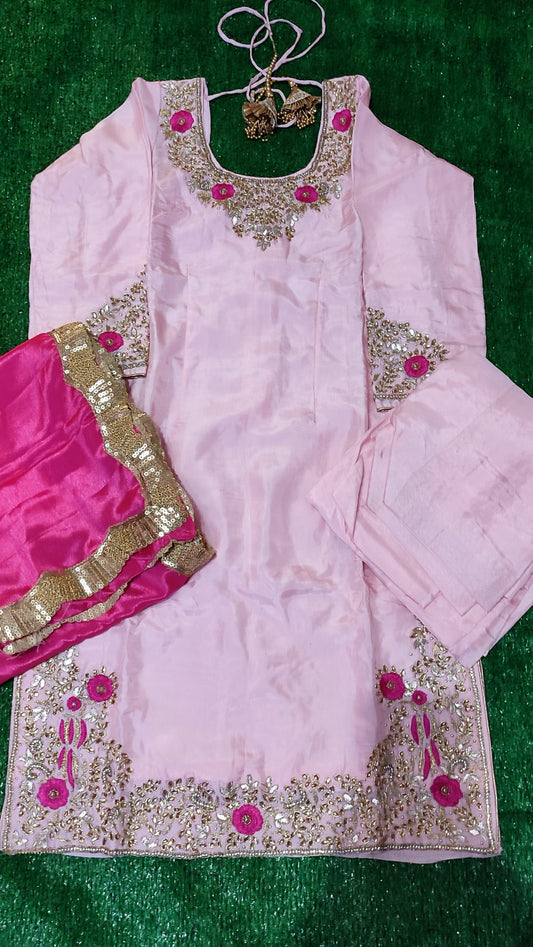 Handwork silk suit salwar with chinon dupata size 38(M)