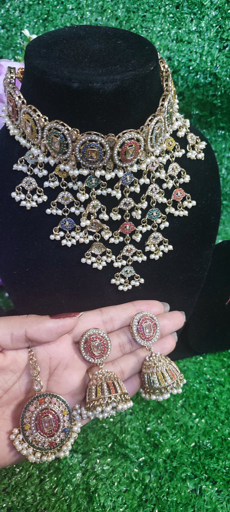 Beautiful Pakistani style necklace chumki with tikka