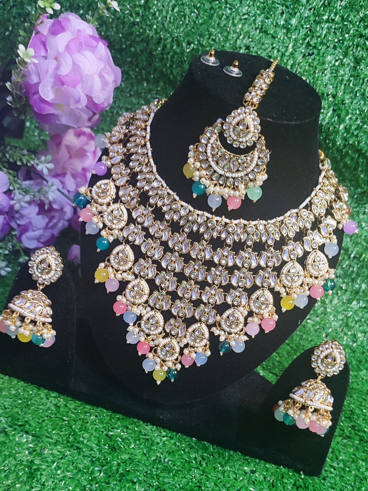 Kundan necklace chumki with tikka