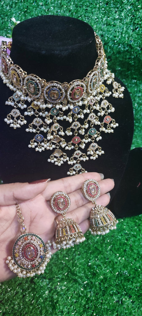 Beautiful Pakistani style necklace chumki with tikka