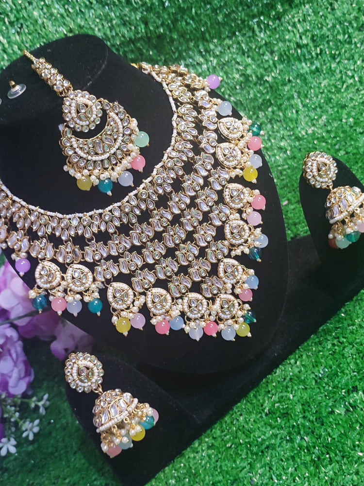 Kundan necklace chumki with tikka