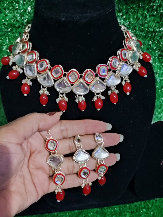 Kundan necklace earring with tikka