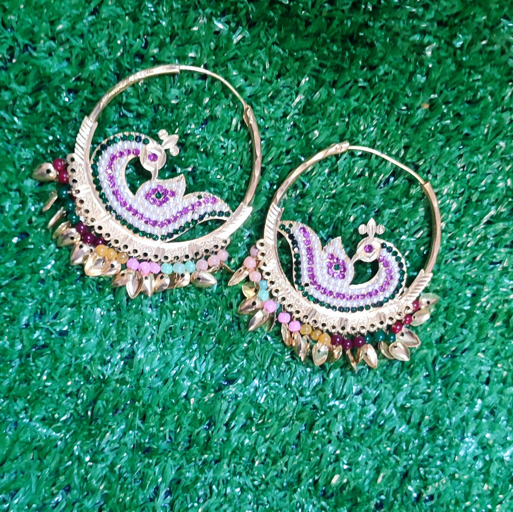 Pepalpatti Bali morni with multicolour pearl work gold polish