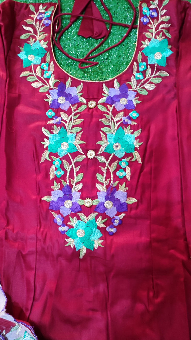 Galace cotton suit dupata chinon chiffon four side work size 40(L)