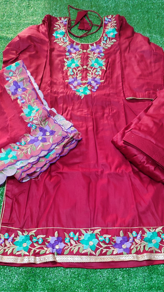 Galace cotton suit dupata chinon chiffon four side work size 40(L)